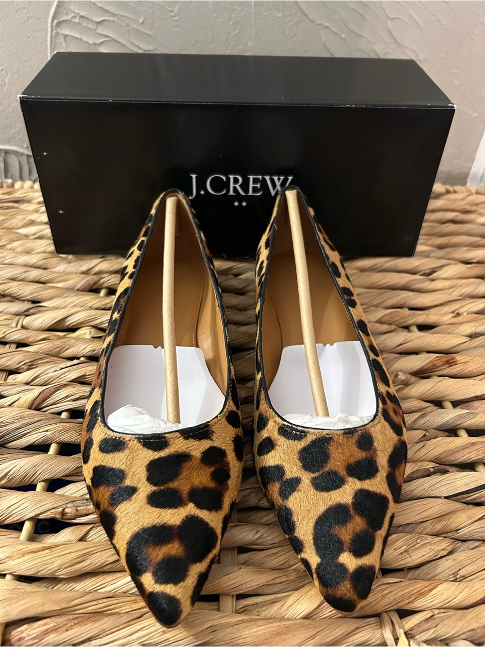 J. Crew Leopard Print Pointed Toe Flats - Brown/Black